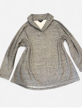 Lands' End Plus Size 2X Gray Fleece Lined Tunic Pullover Sweater